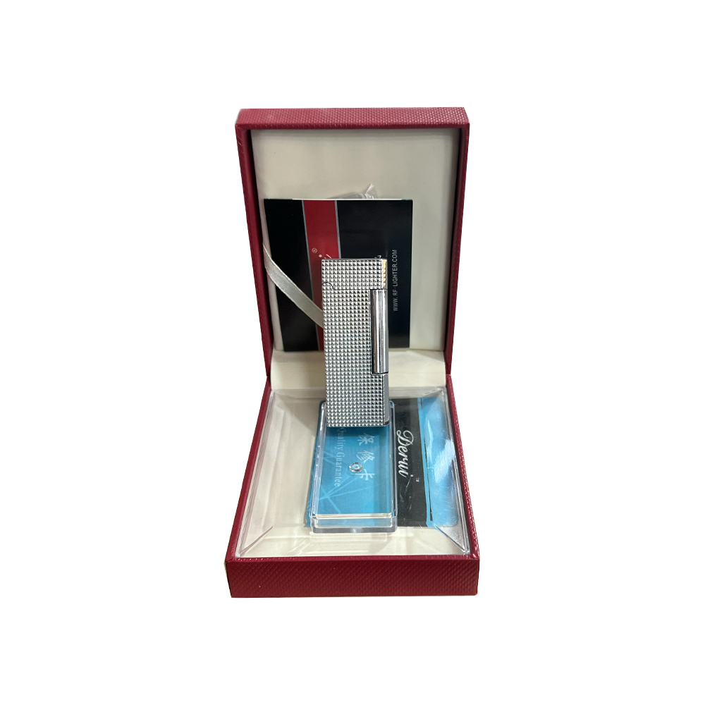 فندک فلزی سنگی گازی نقره ای Derui - Image 3