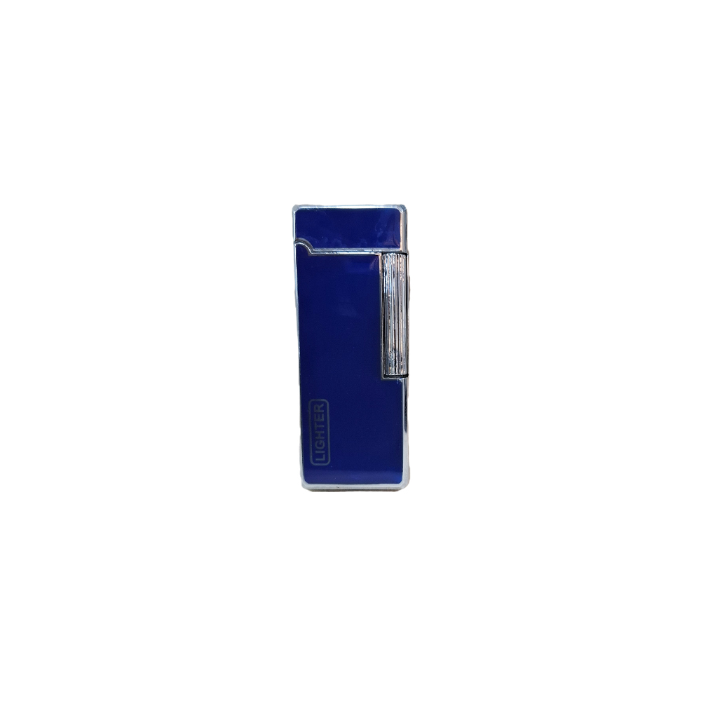 فندک فلزی سنگی گازی آبی نقره ای Lighter
