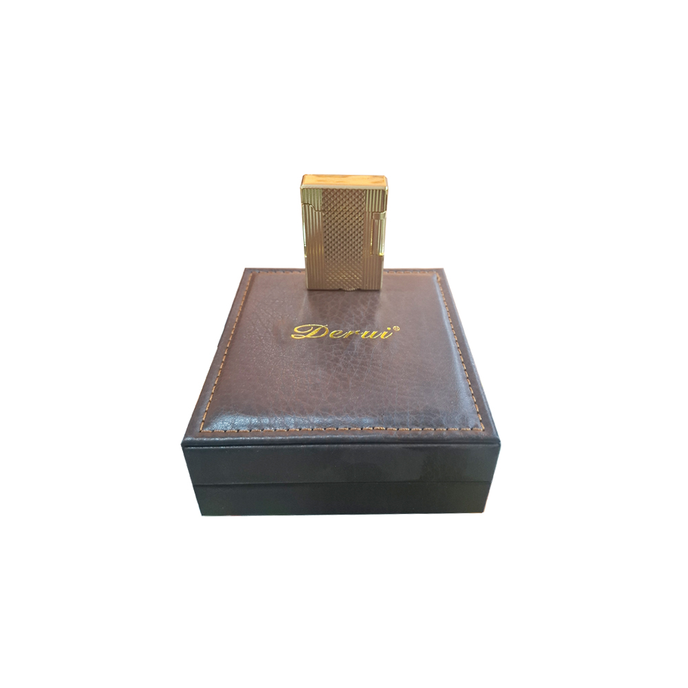 فندک فلزی سنگی گازی طلایی Derui - Image 3