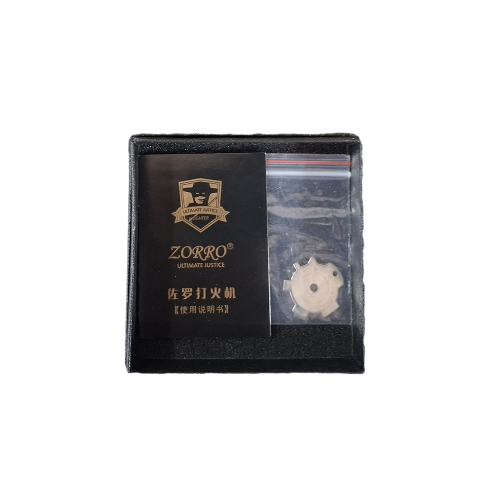 فندک فلزی سنگی گازی نقره ای مشکی Zorro - Image 6