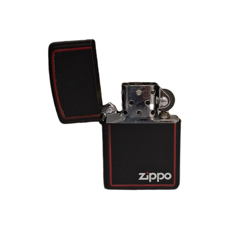 فندک فلزی سنگی بنزینی Zippo زیر برنجی مشکی-قرمز (چین) - Image 3