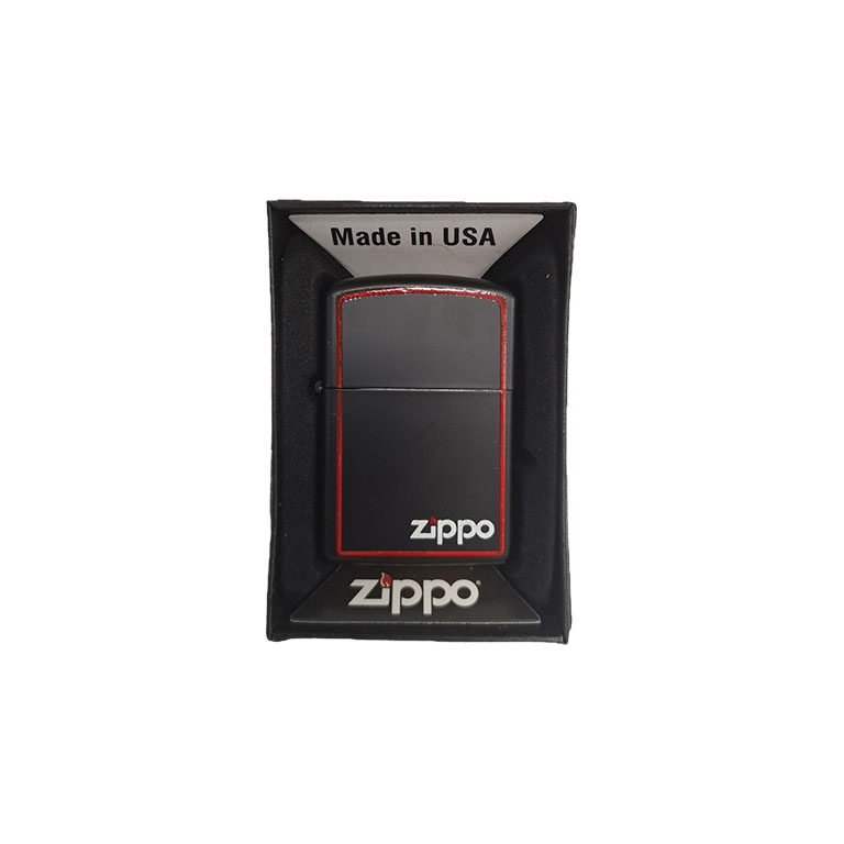 فندک فلزی سنگی بنزینی Zippo زیر برنجی مشکی-قرمز (چین) - Image 4